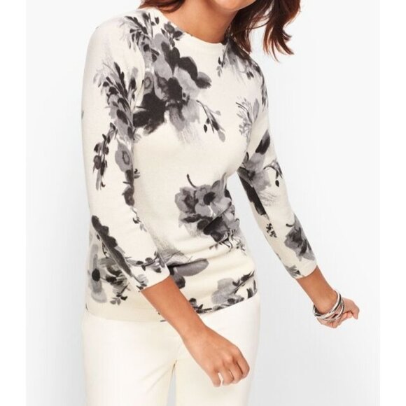 Talbots Sweaters - Talbots 100% Cashmere Audrey Sweater Super Soft Floral 3/4 Sleeve Women's MP